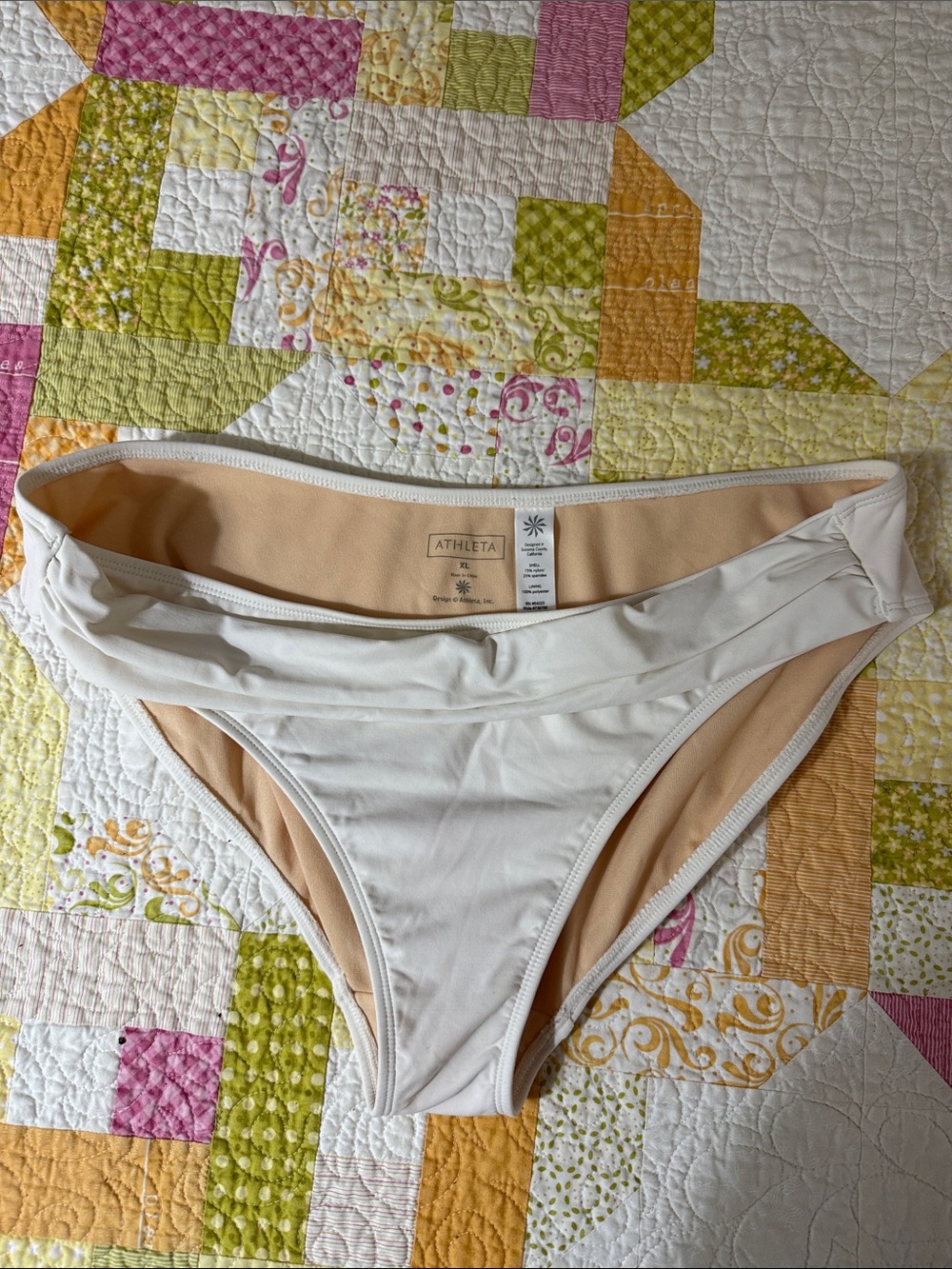 Athleta Ivory Fold-Over Bikini Bottoms